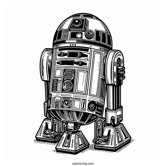 R2D2 Star Wars Robot Coloring Page