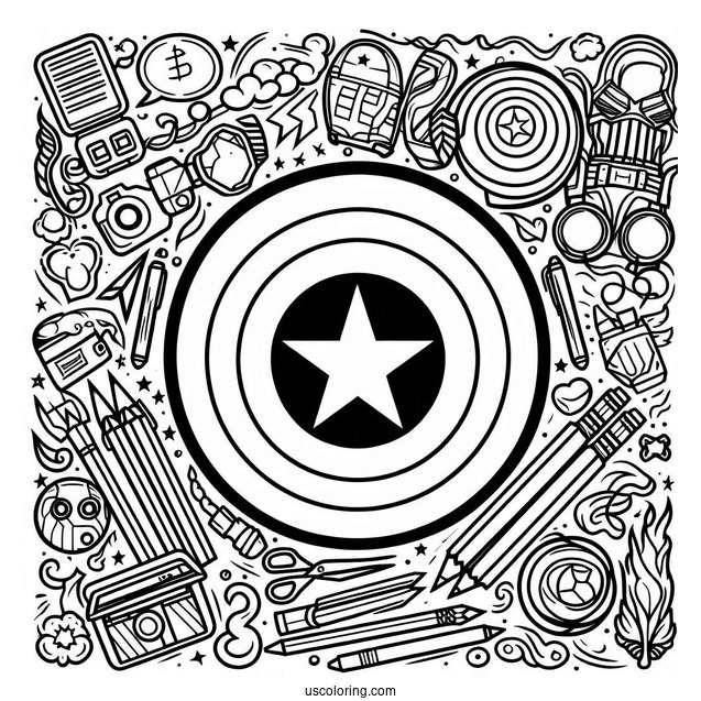 Captain America Shield Coloring Page