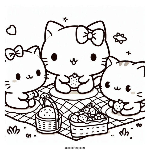 Sumikko Gurashi Coloring Page Of Neko Gattinosh Having Picnic With The Minnikos