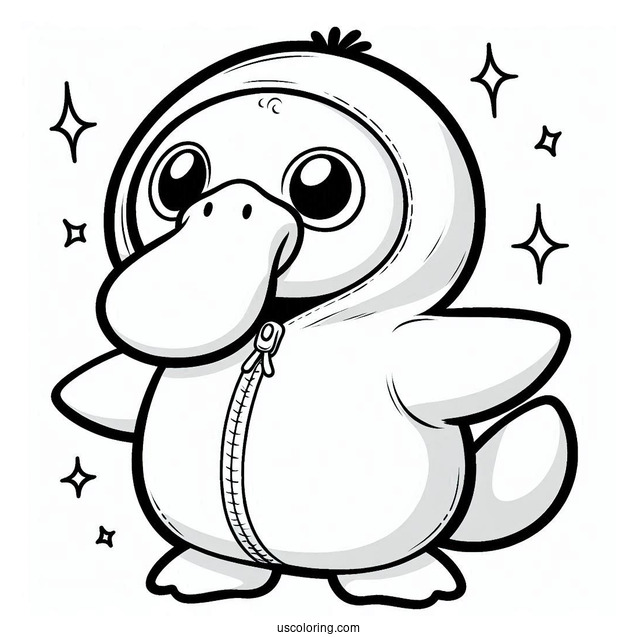 Cute Psyduck Coloring Page In A Onesie For Kids