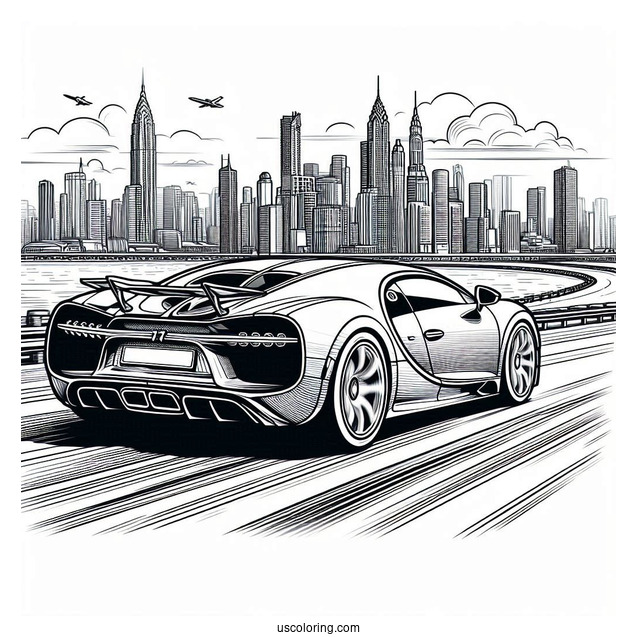 High Speed Bugatti Coloring Page Chiron On The Road