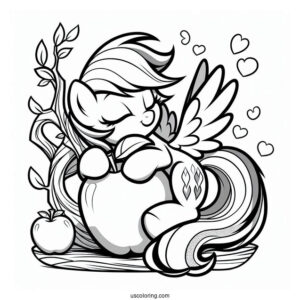 Rainbow Dash Coloring Page Hugging Applejack For Kids