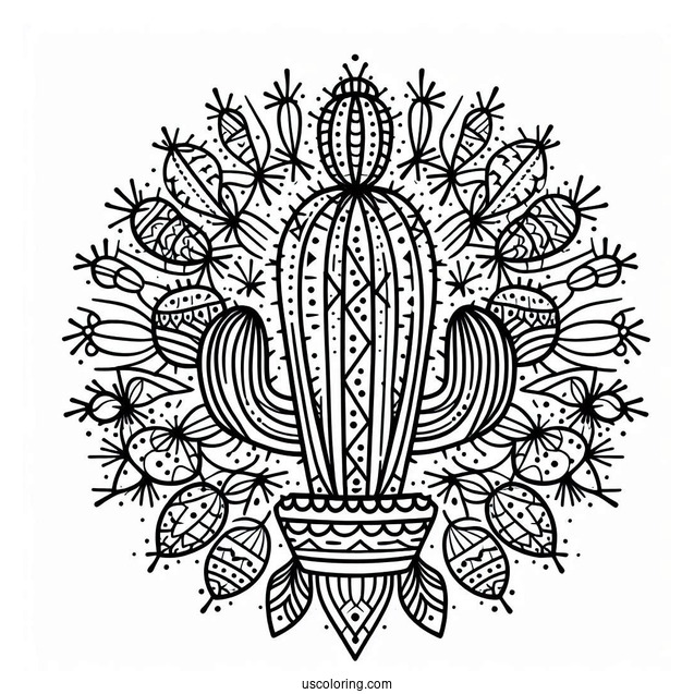 Abstract Cactus Mandala