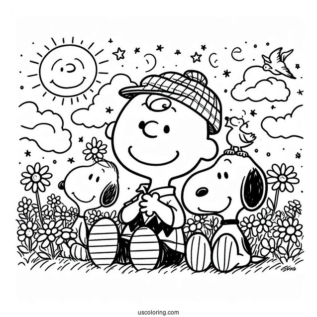 Coloring Page Of Snoopy, Charlie Brown And Snoopy