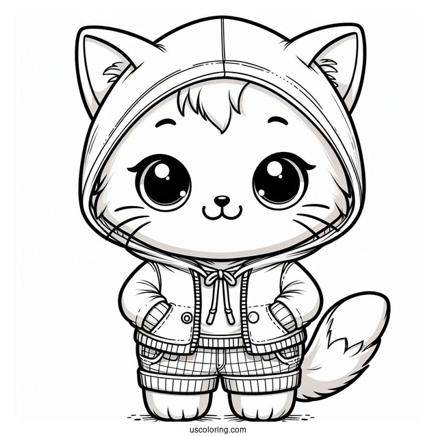 Kitten Wearing Pants And Hooded Jacket