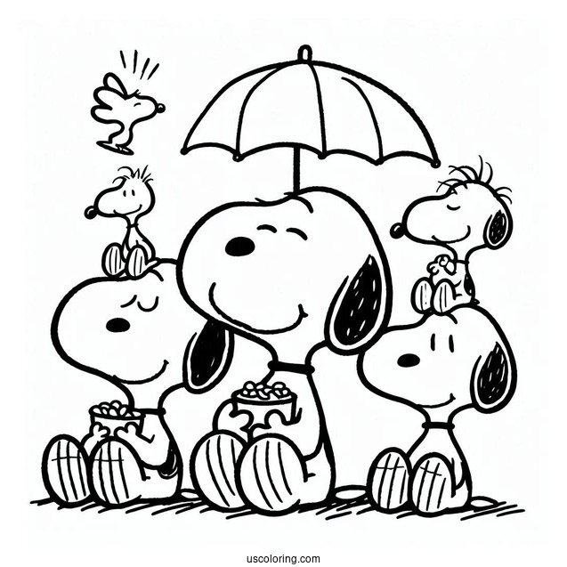 Snoopy And Peanuts Gang To Color