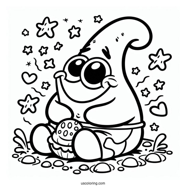 Patrick Star Coloring Page Grinning On The Floor