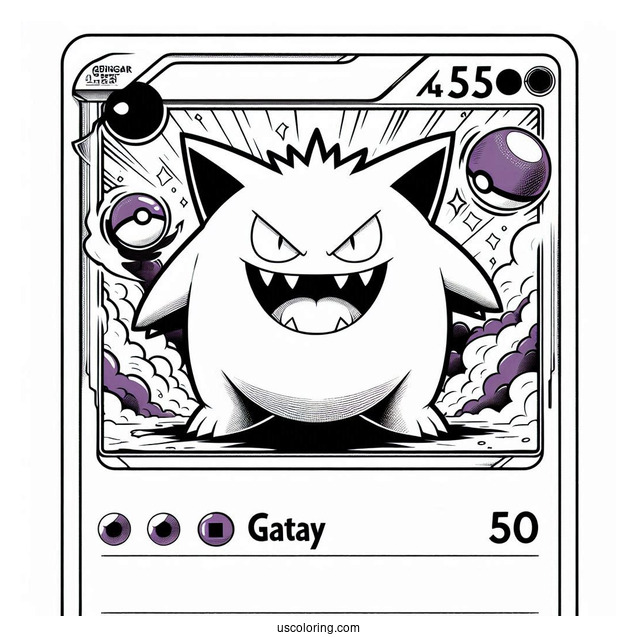 Gengar Manipulate Pokemon Card Coloring Page
