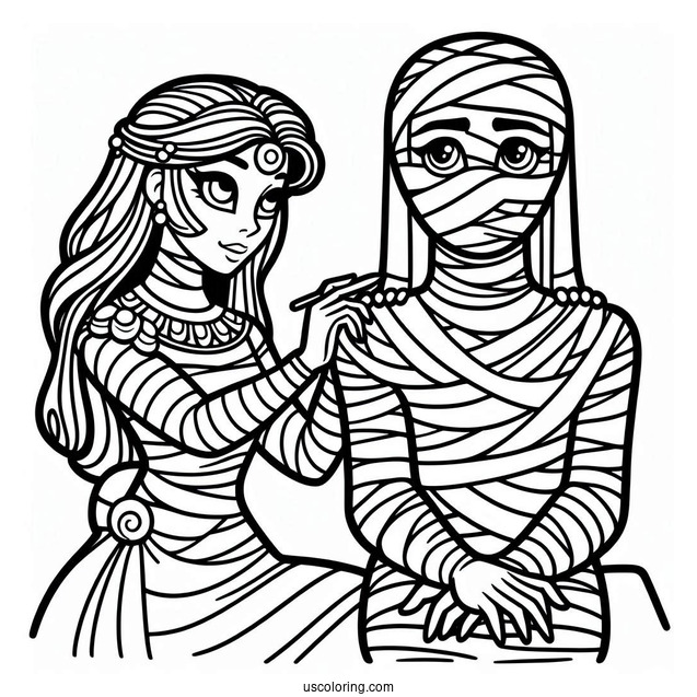 Egyptians Creating A Mummy Coloring Page