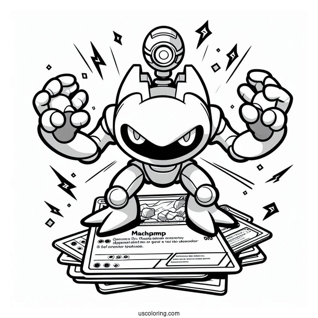Machamp Seismic Toss Pokemon Card Coloring Page For Kids