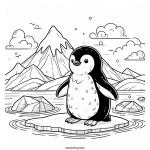 Gentoo Penguin On Ice Berg Coloring Sheet