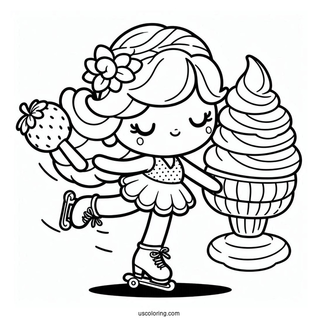 Strawberry Shortcake Coloring Page of Lemon Meringue Ice Skating