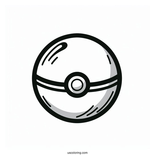 Easy Pokéball Coloring Page Outline For Preschoolers