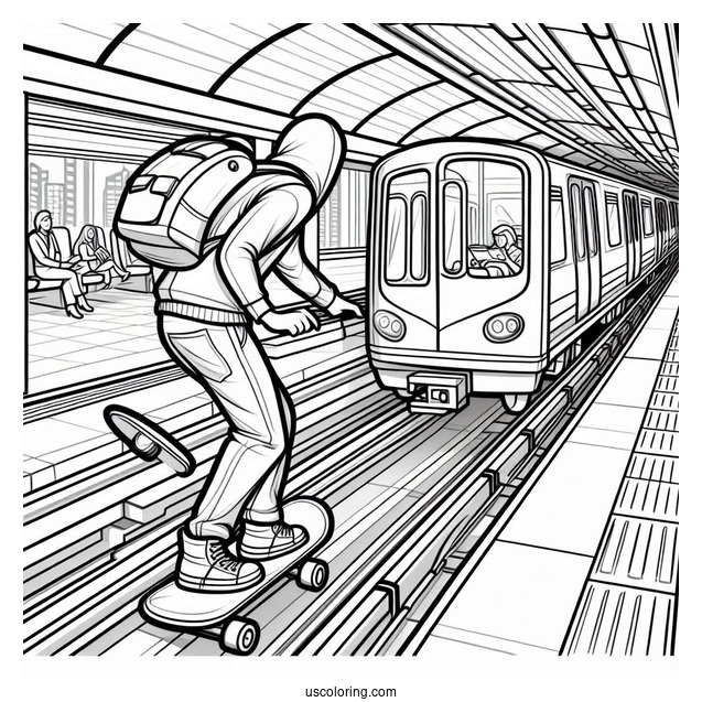 Subway Surfers Coloring Page On The Edge Of A Train