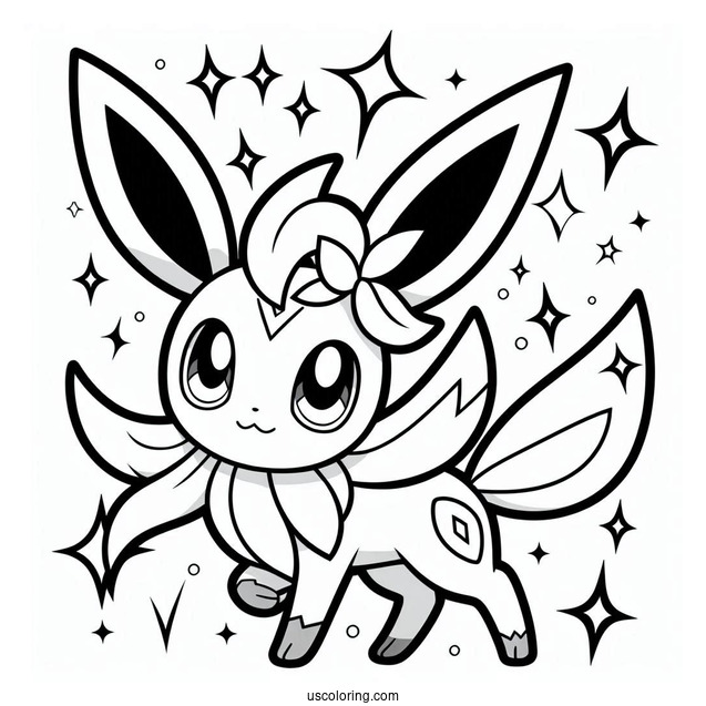 Sylveon Coloring Page Of Wonder Flash Pokemon Card