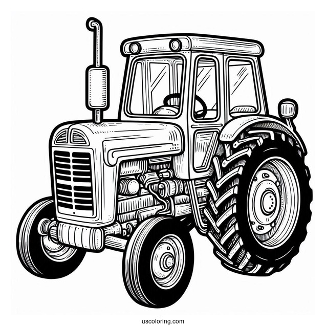 Detailed Farm Tractor To Color
