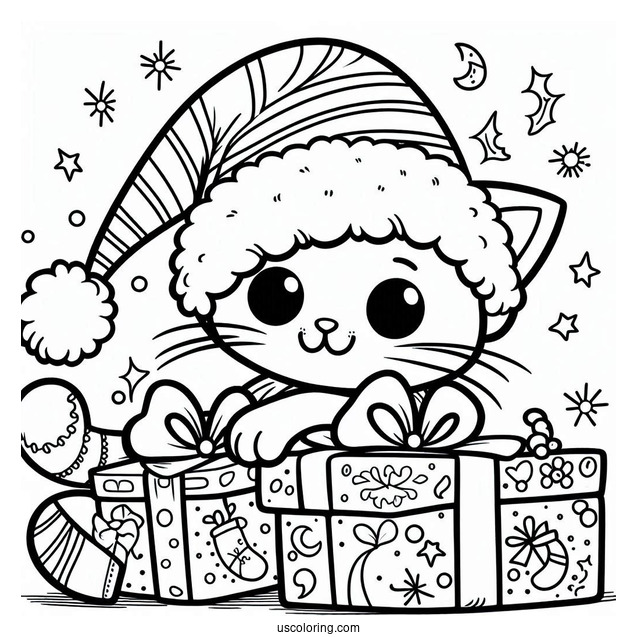 Christmas Themed Pete The Cat Coloring Page