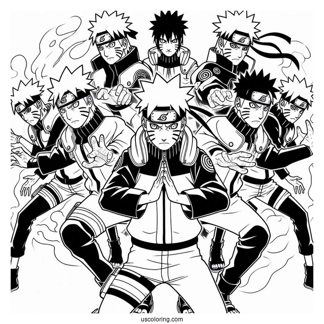 Naruto Coloring Page Of Multiple Shadow Clone Jutsu
