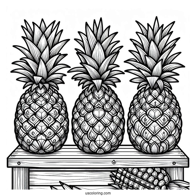 Pineapples Sitting On Shelves Coloring