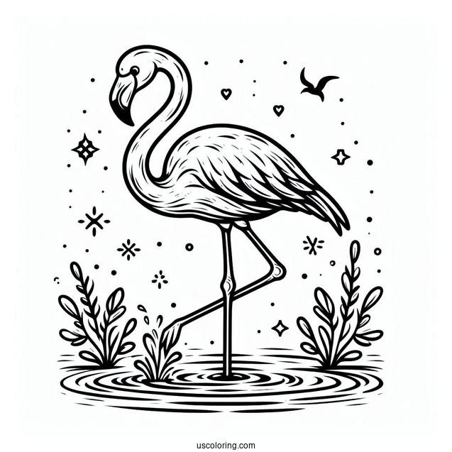 Flamingo Walking In The Water