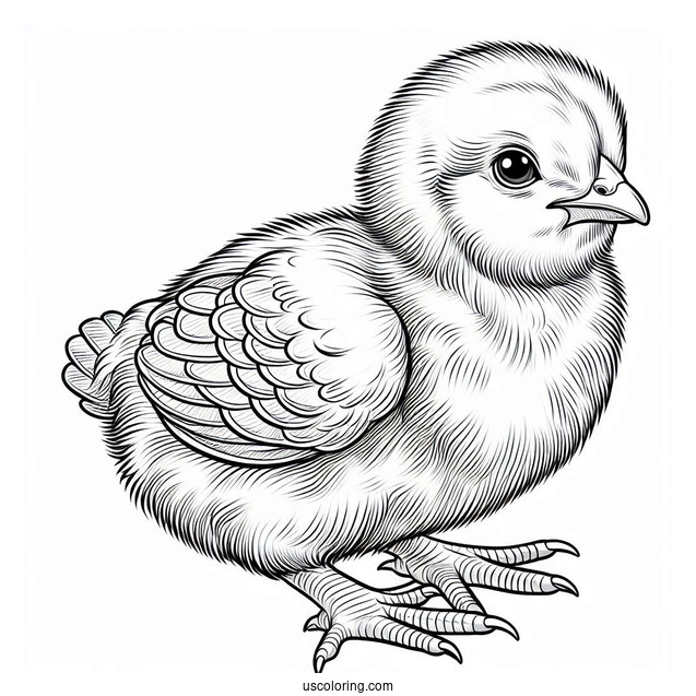 Realistic Baby Chicken Coloring Sheet