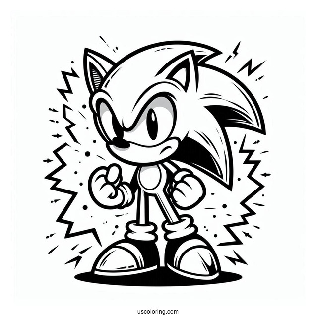 Simple Super Sonic Coloring Page Outline For Kids
