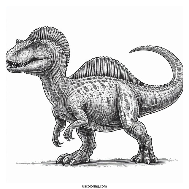 Realistic Spinosaurus Coloring Page With Textured Skin