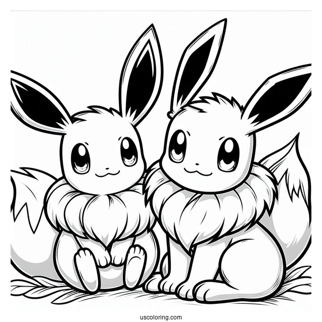 Pikachu And Eevee Coloring In