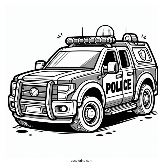 Police Truck Coloring Picture