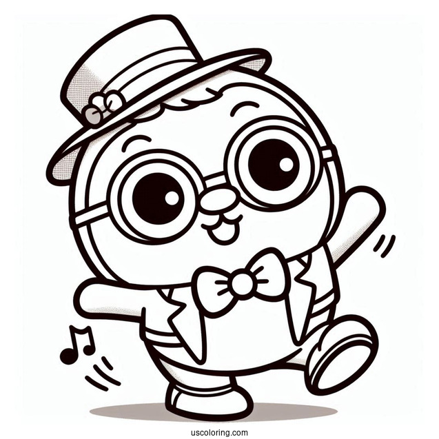 Pororo Coloring Page Of Harry With Bowtie Dancing