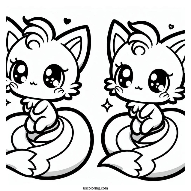 Kawaii Tails Coloring Page For Preschoolers