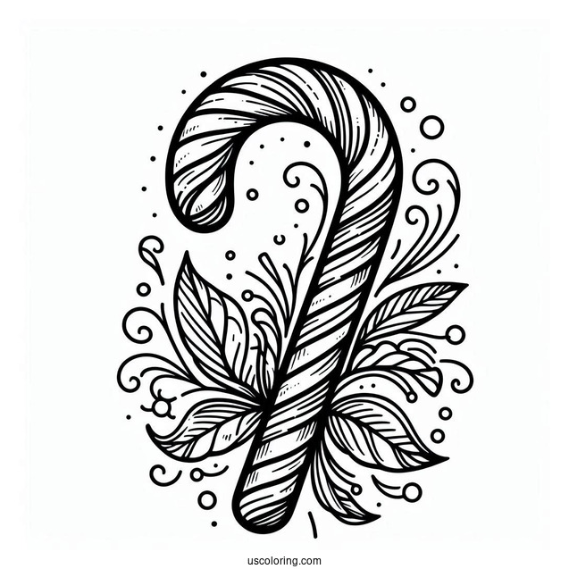 Easy Candy Cane Coloring Page For Kids