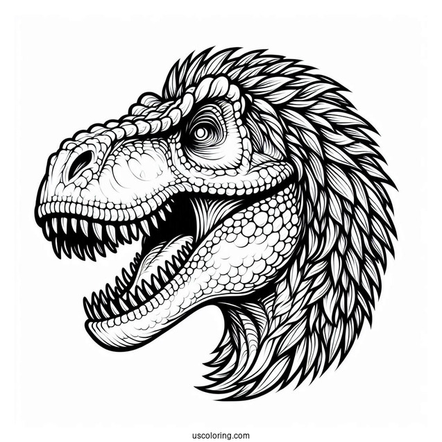 T-Rex Head With Sharp Teeth To Color
