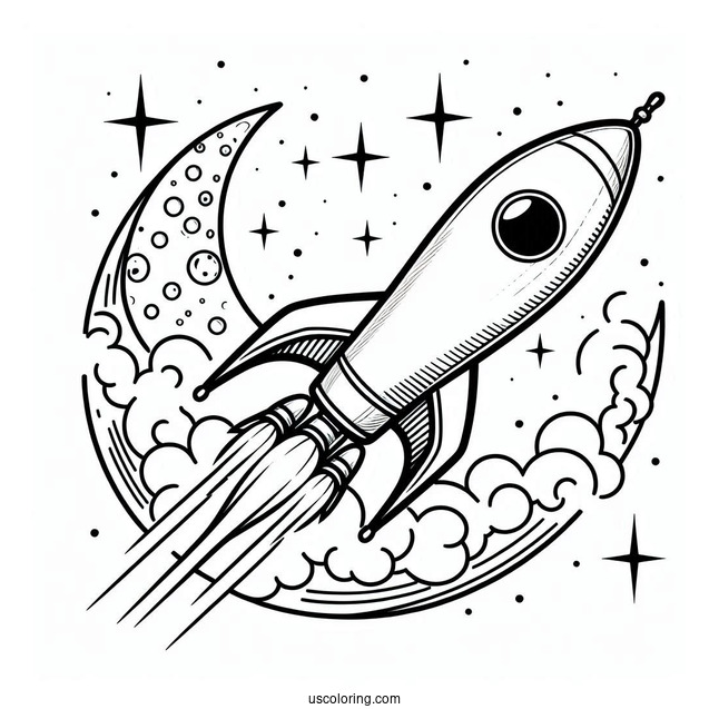Coloring Page Of SpaceX Starship Moon Rocket