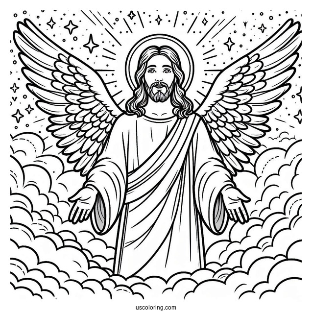 Jesus In Heaven Coloring Sheet For Kids