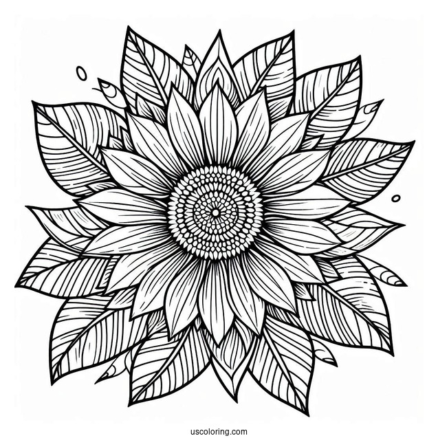 Coloring Mandala Sunflower For Adults