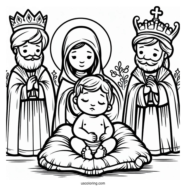 Baby Jesus With Virgin Mary And Three Kings