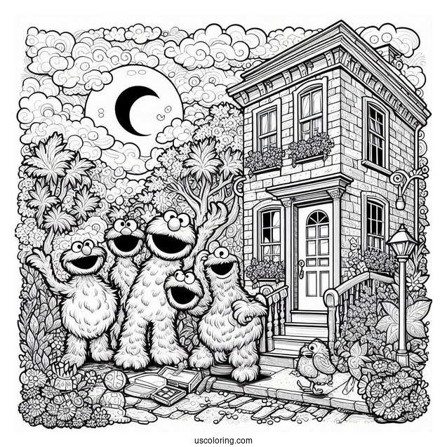 Realistic Sesame Street Coloring Page