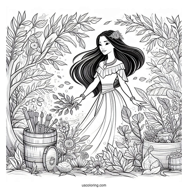 Detailed Coloring Page Pocahontas