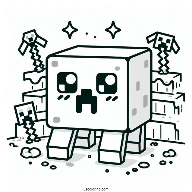 Cute Kawaii Themed Minecraft Creeper Coloring Page