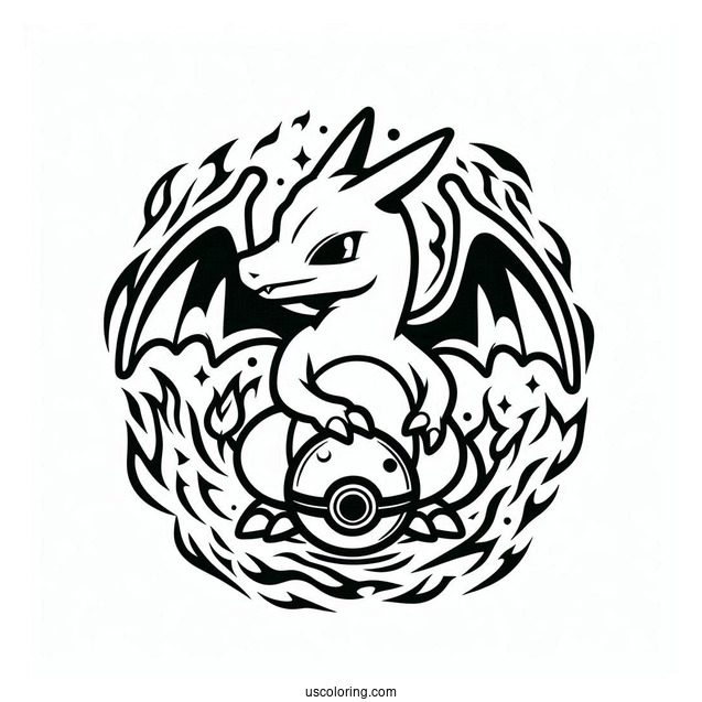 Charizard Continuous Blaze Ball Pokemon Card Coloring Page