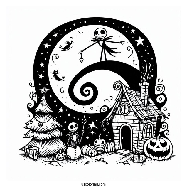 Nightmare Before Christmas Coloring In For Kids
