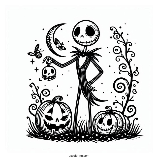Simple Nightmare Before Christmas Halloween Coloring Page