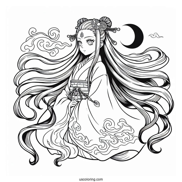 Nezuko Coloring Page Berserk Demon Form