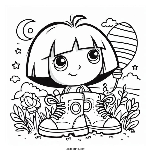 Easy Coloring Page Of Dora And Boots