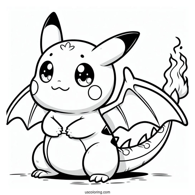 Kawaii Pikachu In Charizard Costume