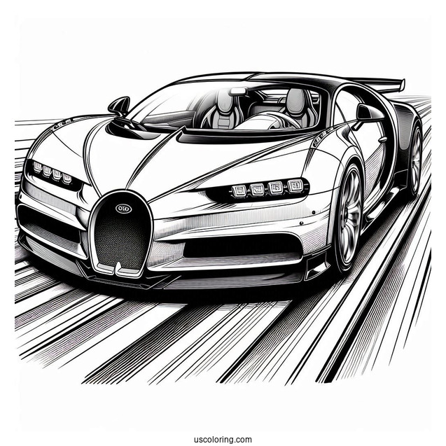 High Speed Bugatti Coloring Page Chiron On The Road