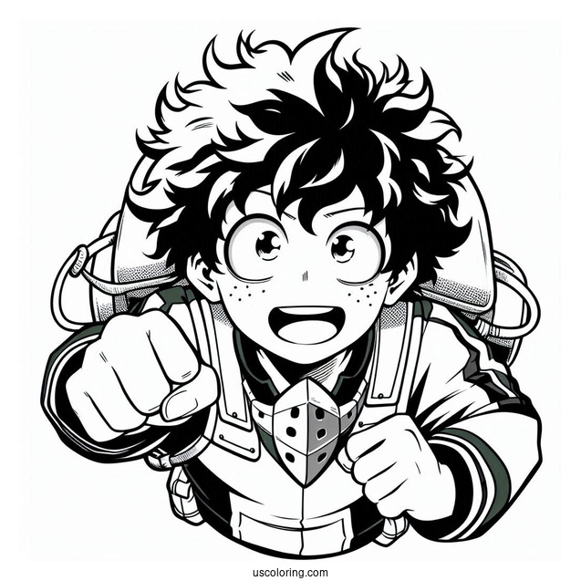 Deku Coloring Page Izuku Midoriya Of My Hero Academia
