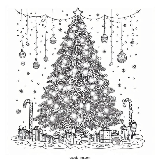 Large Christmas Tree With Lights And Decorations