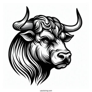 Head Of Angry Bull Coloring In